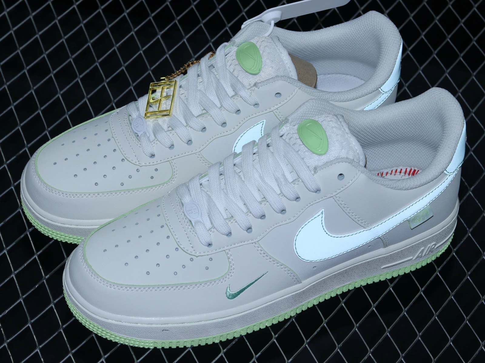 Nike Air Force 1 07 Low Cream White Light Green Metallic Gold FB1839-555 - Image 6