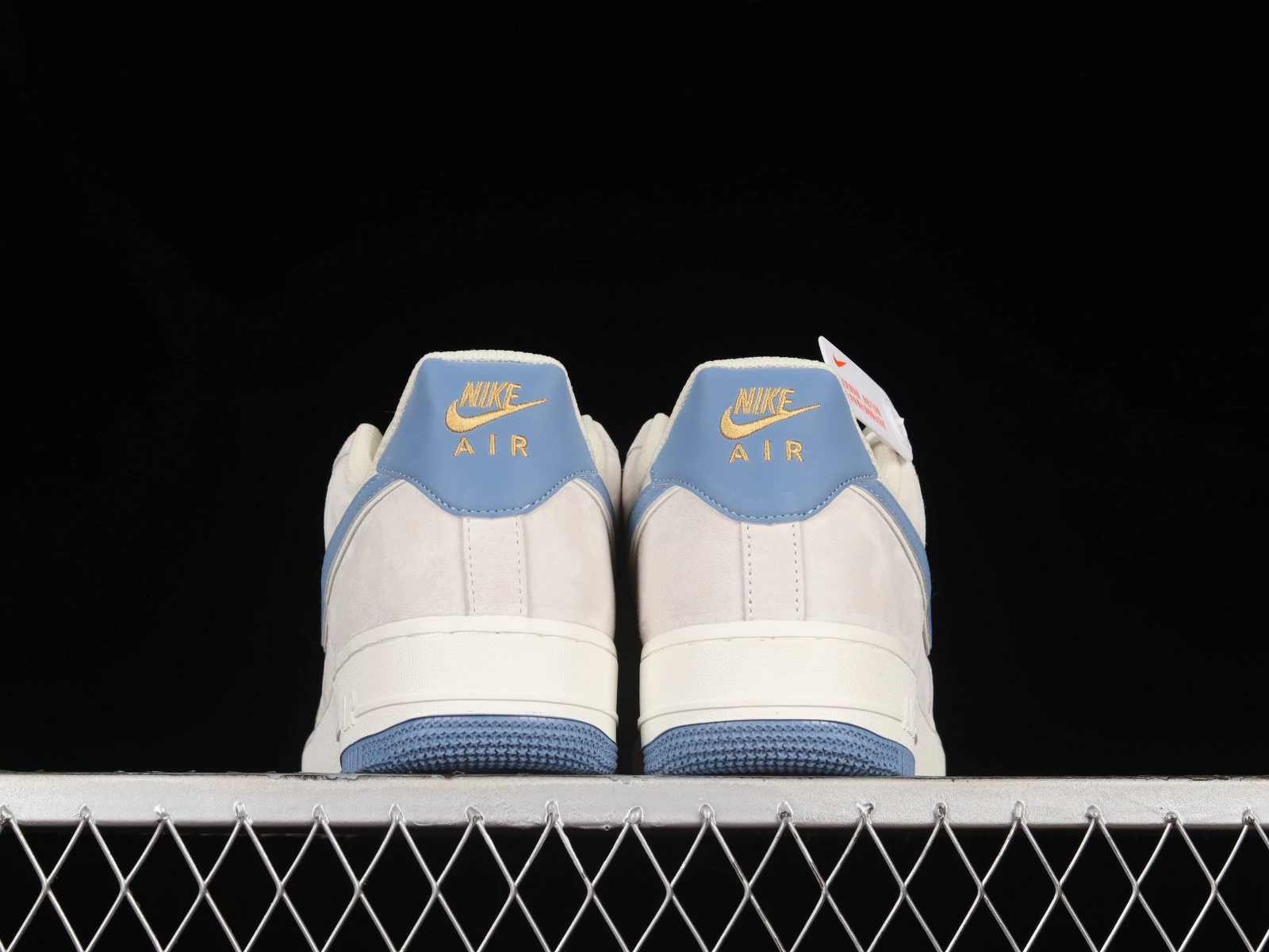 Nike Air Force 1 07 Low Suede Light Grey Blue Gold KK5636-210 - Image 3