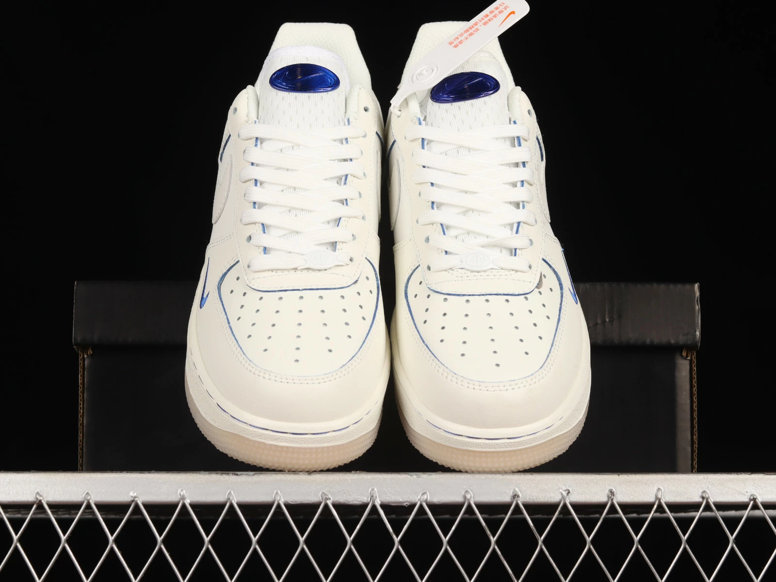 Nike Air Force 1 07 Low White Navy Blue DX1156-001 - Image 2