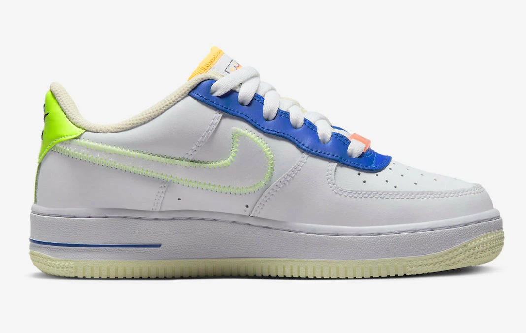 Nike Air Force 1 Low GS Player One White Laser Orange Ghost Green FB1393-111 - Image 2