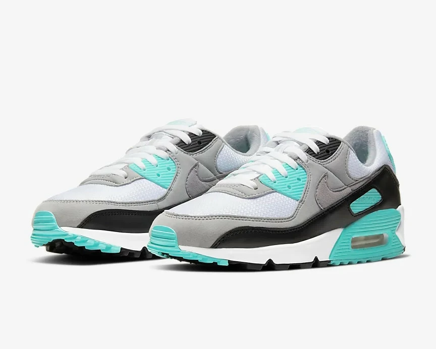 Nike Air Max 90 White Particle Grey Hyper Turquoise Black CD0881-100