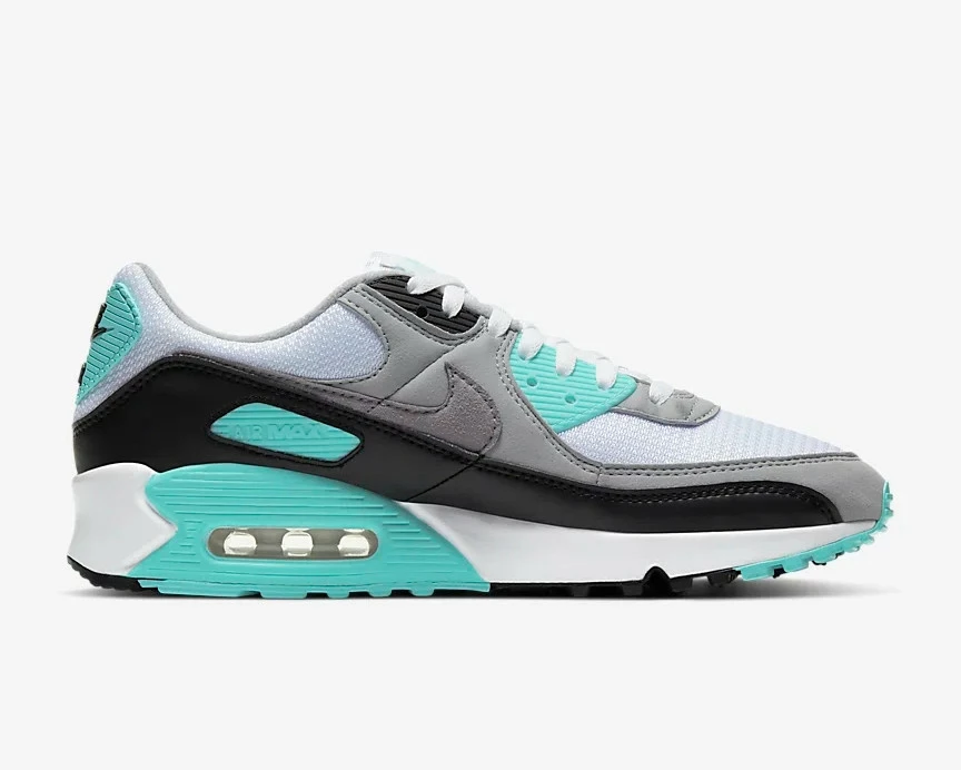 Nike Air Max 90 White Particle Grey Hyper Turquoise Black CD0881-100 - Image 2