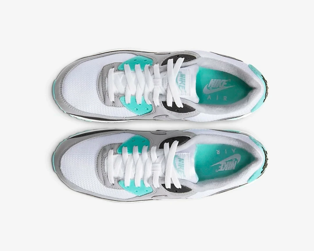 Nike Air Max 90 White Particle Grey Hyper Turquoise Black CD0881-100 - Image 3