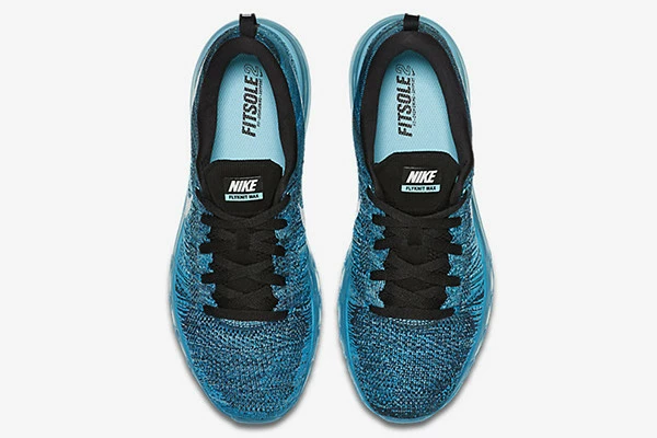Nike Flyknit Air Max Black Tide Pool Blue Lagoon White Running Shoes 620469-003 - Image 2