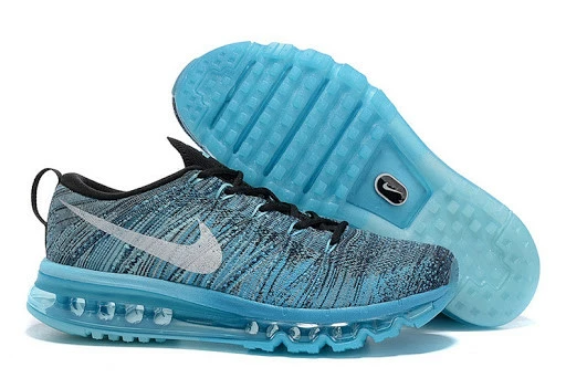 Nike Flyknit Air Max Black Tide Pool Blue Lagoon White Running Shoes 620469-003 - Image 3